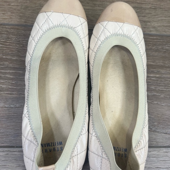 Stuart Weitzman Nude Quilted Napa Flats - Picture 4 of 7